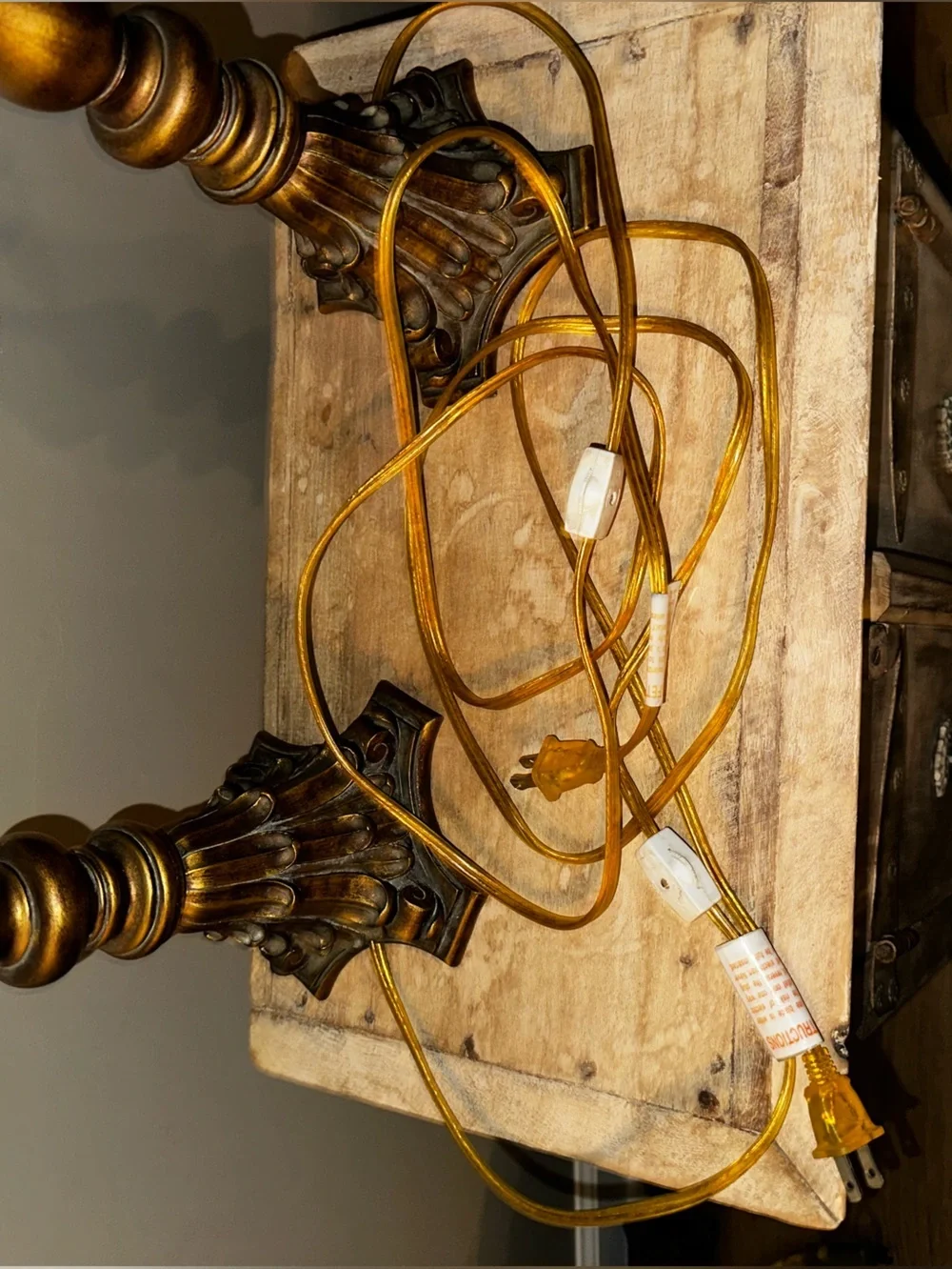 2 Elegant Ruffled Amber Table Lamp with Crystal Fringe - Home Accents